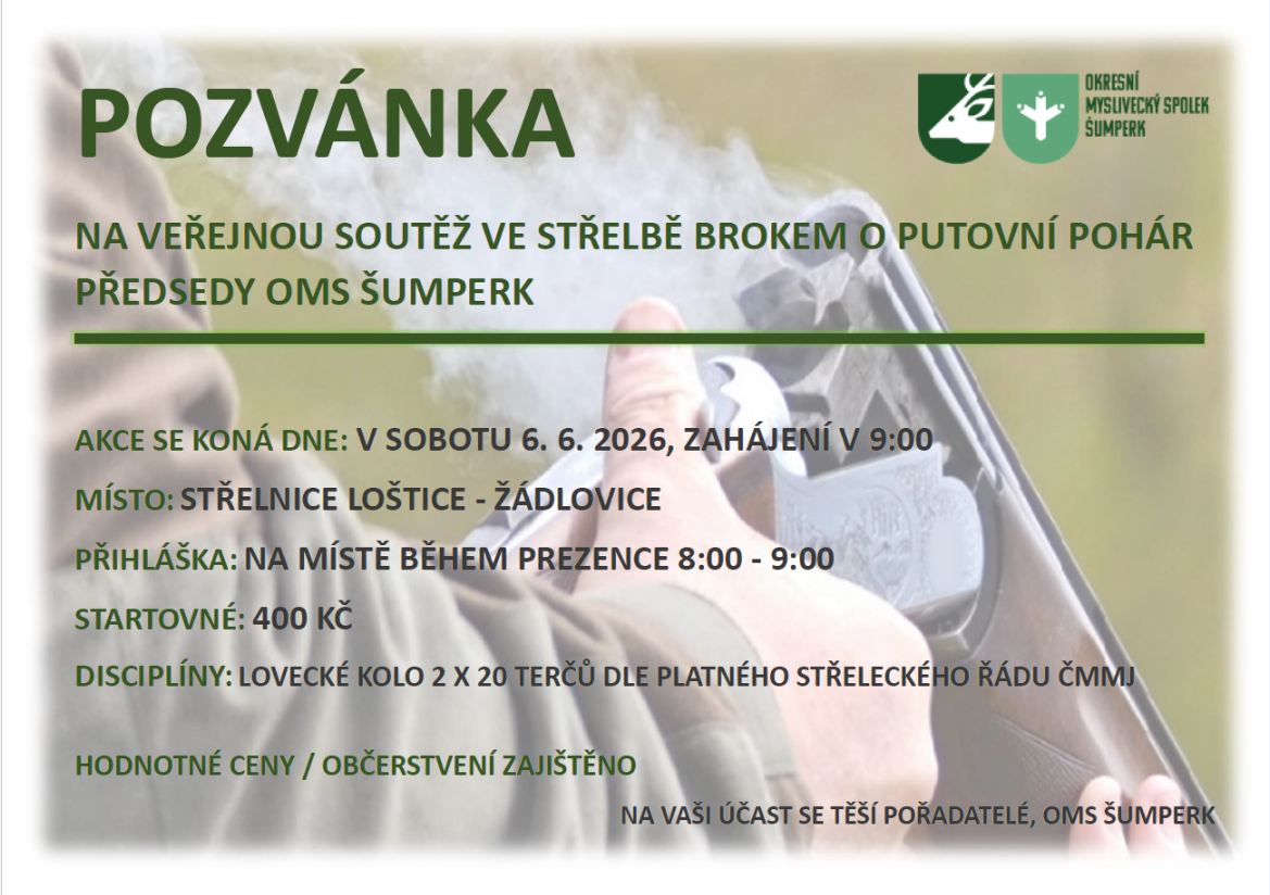 Zveme vás na veřejnou soutěž ve střelbě brokem o putovní pohár předsedy OMS Šumperk